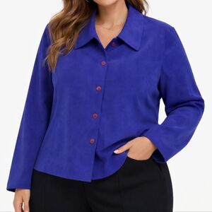 Briggs Womens Ultra Suede Unlined  Shirt Jacket Royal Blue 2X